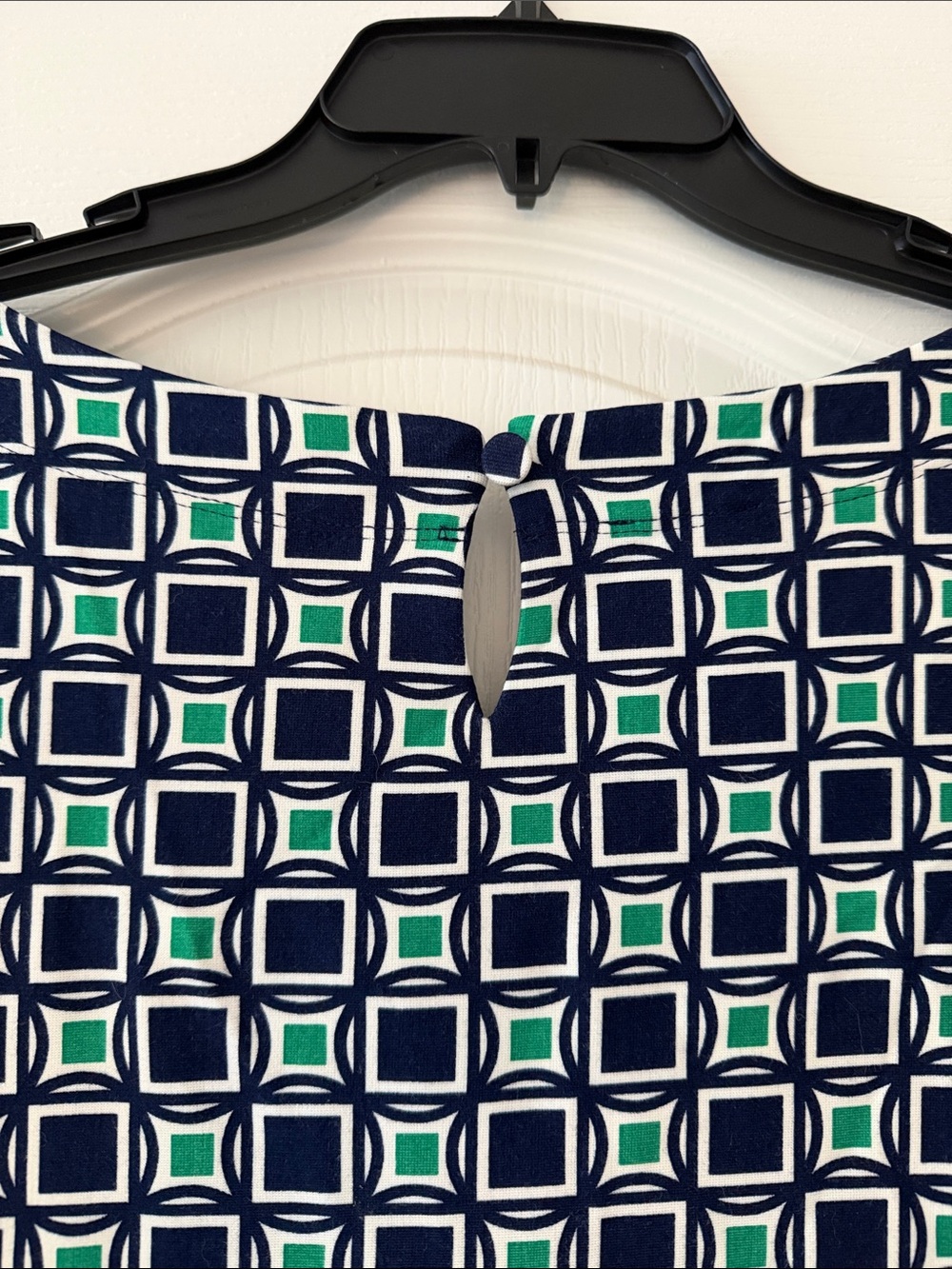 Talbots Navy, White & Green Geometric Shift Dress - Picture 7 of 7